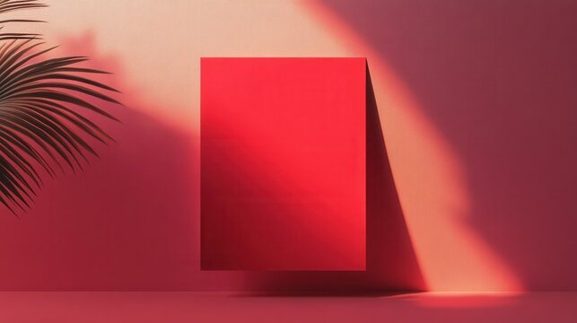 A bright red flyer mockup pops against a soft pink backdrop with eye-catching shadows