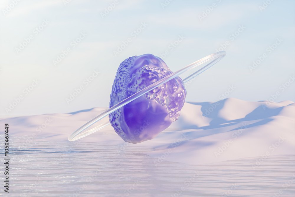 Aufkleber abstract winter landscape scene with a crystal stone. 3d rendering