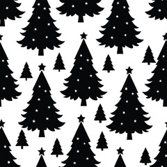 Obraz premium Silhouette Christmas tree seamless pattern. Christmas tree background