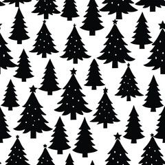 Obraz premium Silhouette Christmas tree seamless pattern. Christmas tree background