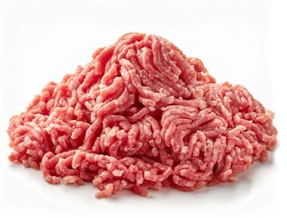 pile of minced meat isolated on white background