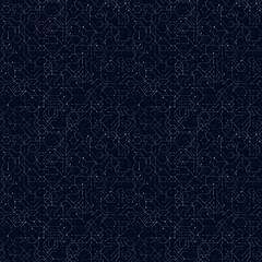 Fototapeta premium Seamless Dark Blue Background with Dots and Hexagons
