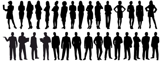 silhouettes of people working group of standing business people