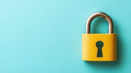 Fototapeta premium Data security concept design for personal privacy, data protection, and cyber security. Padlock with Keyhole icon on blue background.