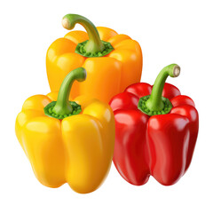 different color Peppers on transparent background