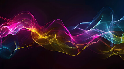 Obraz premium Abstract Digital Neon Waves Art in Fluid Style