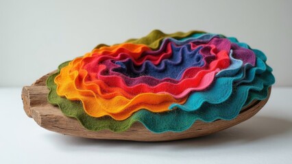 Colorful Layered Felt on Driftwood: Eco-Friendly Design Inspiration