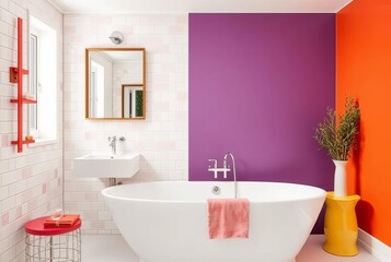 Use bold color blocking for different sections or fixtures For e