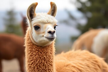 Obraz premium Vibrant Vicuña A vicuña with a soft luxurious coat looking reg