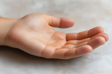 Close-Up of Open Human Hand with Natural Light on Skin