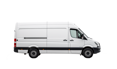 White delivery van on transparent background