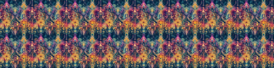 Fototapeta premium Vibrant floral mosaic pattern with intricate symmetry and dazzling colors