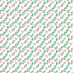 Christmas Winter Berries Seamless Vector Pattern Design