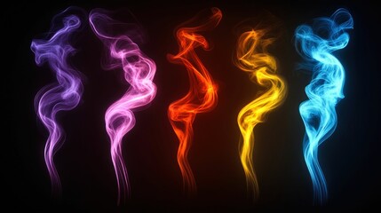 Fototapeta premium Colorful Abstract Swirling Smoke Lines on Dark Background