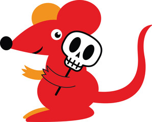 Mouse with skull mask horror Halloween concept
