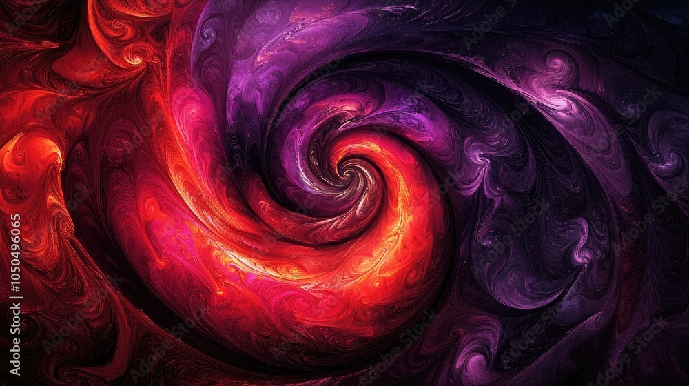 Poster generative ai abstract fluid art with swirling red and purple hues, creating a vivid design