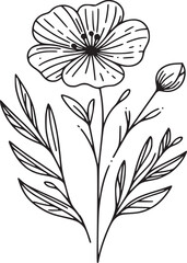 A flower illustration with clean, simple line on a white background