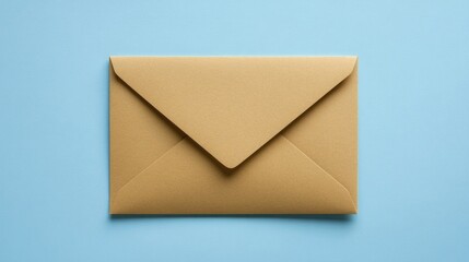 Minimalist design of a brown envelope placed on a blue background, creating contrast