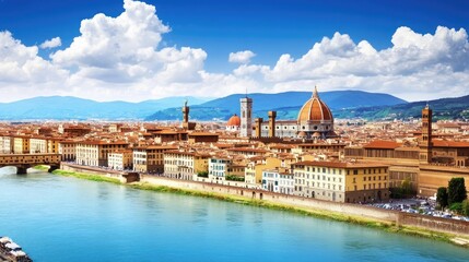 Obraz premium Scenic view of Florence's iconic skyline, highlighting its timeless architectural beauty