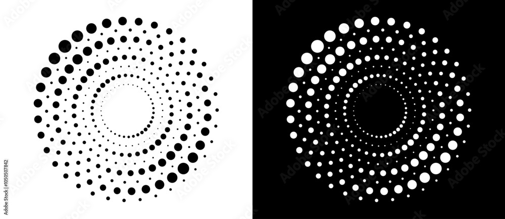 Poster modern abstract background. halftone dots in circle form. round logo. vector dotted frame. design el