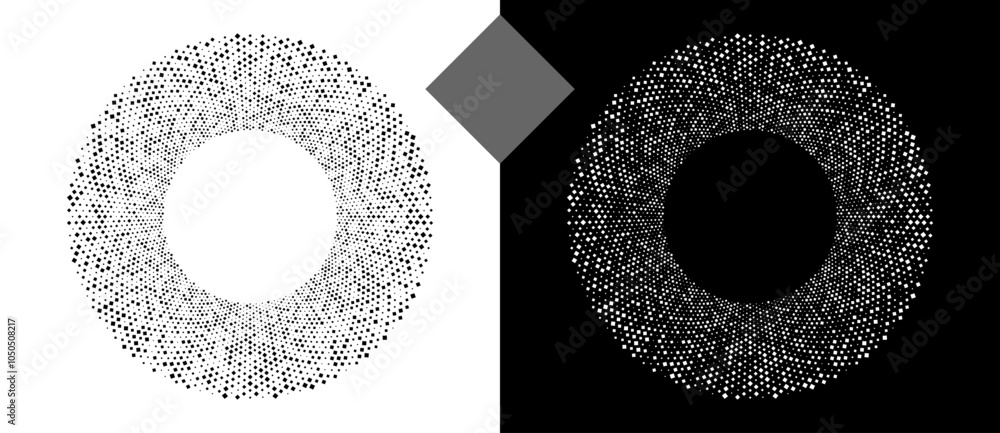 Poster abstract background with rhombuses in circle. art design circle as logo or icon. a black figure on a