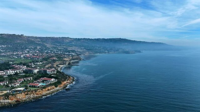 Aerial Southern View Of Palos Verdes Shoreline Over Abalone Cove