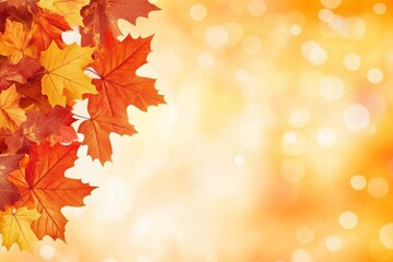 Fototapeta premium Vibrant red maple leaves glowing in autumn sunlight with a soft focus background
