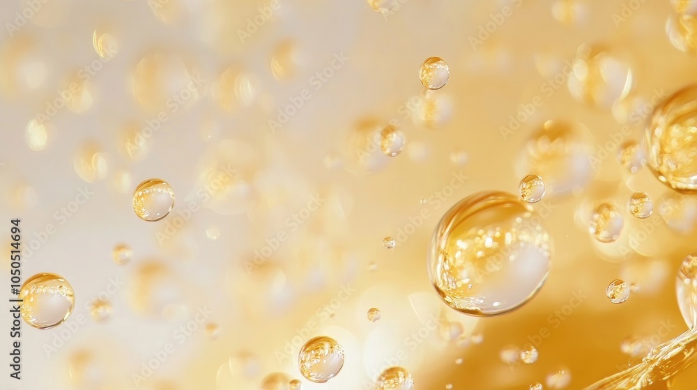 Poster abstract close-up of oil drops suspended in liquid, creating a mesmerizing pattern
