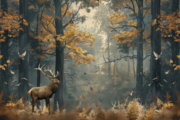 Majestic Deer in Autumnal Forest
