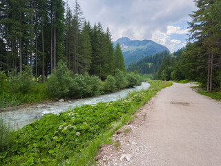 Fototapeta premium A photo of the Avisio stream near Canazei - Italy