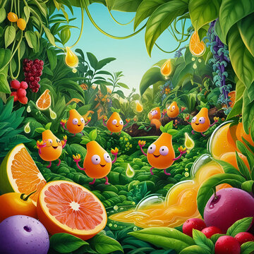 Acetobacter Aurantius Bacteria Illustration - Detailed Scientific Microbial Art of Orange Pigmented Acetic Acid Bacterium, Microorganism Depiction in Nature, Medical Microbiology, Biofilm Structure