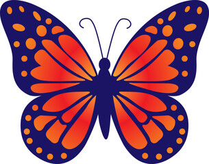 Orange red butterfly vector illustration for boho decor, spiritual art, textiles, wall art, or decorative element. Magical and mystical ambiance.