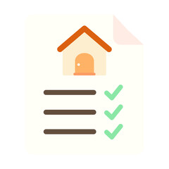 House evaluation document icon. Approved checklist report. Real estate, property, construction, residential, assessment concepts. Flat vector design isolated illustration.