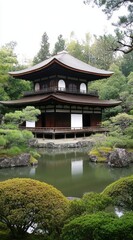 Japanese temple architecture building outdoors.