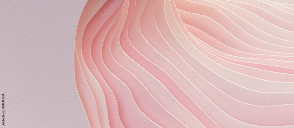 Aufkleber paper cut abstract minimalist background 3d rendering. dynamic curved lines pattern with copy space
