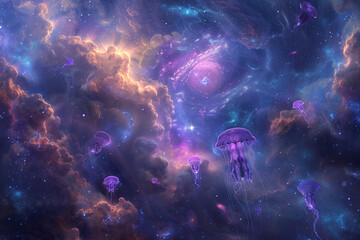 Obraz premium Cosmic Jellyfish Dance