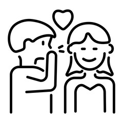 Romantic whispering icon in line style 