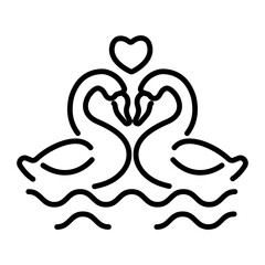 Flamingo love icon in line style 