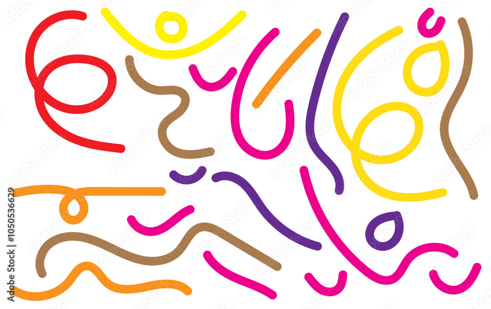 Poster fun colorful line doodle seamless pattern. creative minimalist style art background for children or 