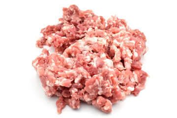 raw minced meat beef isolated on white background close up. High quality photo