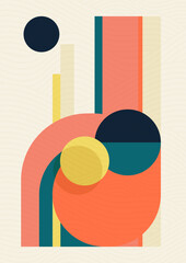 Vintage retro bauhaus design poster. Minimalist poster flat geometric colorful simple art