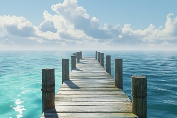 Fototapeta premium A wooden pier stretches out into the ocean
