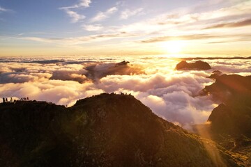 Madeira Island, sunset, mountains in the clouds
