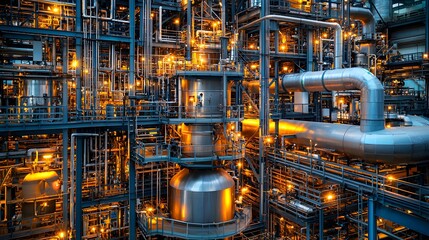 Industrial Distillation Tower in a Modern Refinery