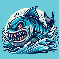 logo fish, aggressive, illustration, icon