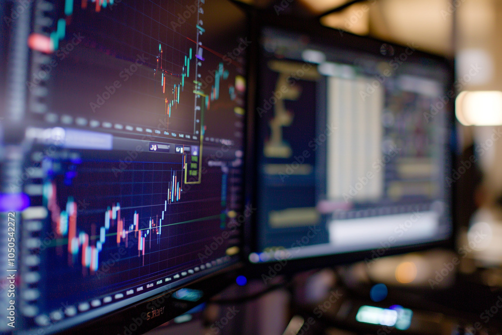 Poster stock market data displayed on a computer monitor