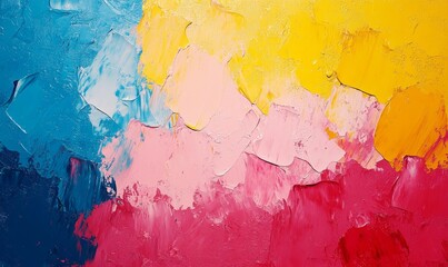 Vibrant Abstract Multicolored Painting Texture Banner in Bright Hues of Red, Yellow, Pink, and Blue, Perfect for Modern Art, Graphic Design, and Creative, Generative AI