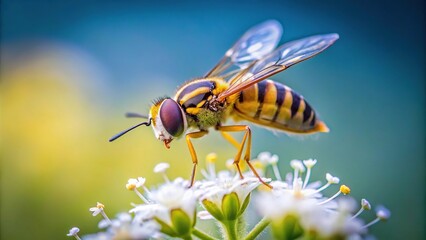 Minimalist hoverfly on flower blossom