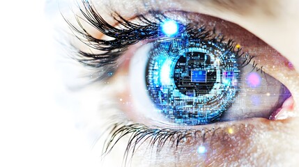 Human Eye with Embedded Technology Illustration