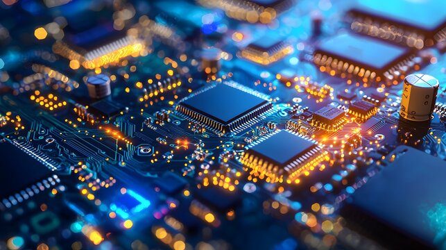 Neon Circuit Patterns with Blending Effects